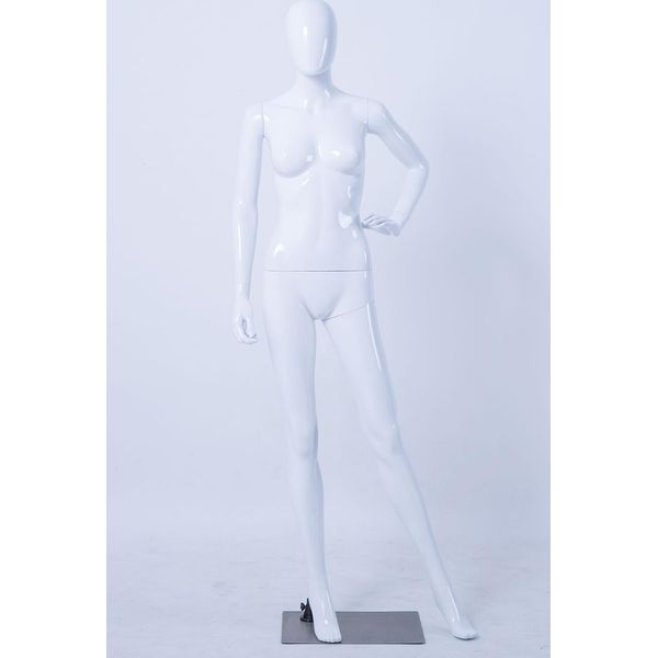 Manichino DF6-B Testa D'uovo Nuovo Femminile Chic Moderno Eurohandisplay Bellissimo Astratto Bianco Laccato Lucido-image