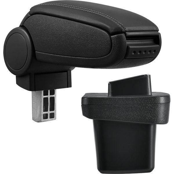 [Bracciolo Centrale, Perfetto Per Volkswagen Golf 7 - Bracciolo Con Vano Portaoggetti - Rivestito - Similcuoio - Nero - Cuciture Nere-image