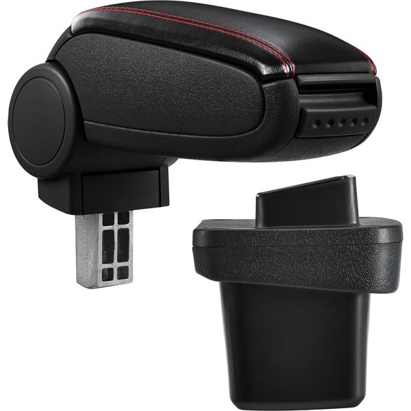 [Bracciolo Centrale, Perfetto Per Volkswagen Golf 7 - Bracciolo Con Vano Portaoggetti - Rivestito - Similcuoio - Nero Con Cuciture Rosse-image