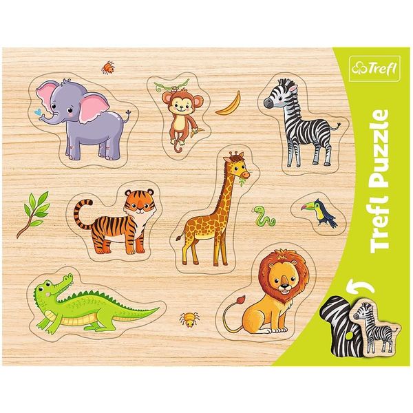 Trefl, Puzzle Di Contorno Con Base, Puzzle Estraibile, Animali Esotici-image