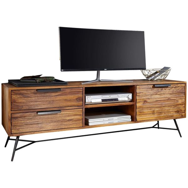 Finebuy Lowboard Sheesham Massiv Holz Hifi Board Fernsehschrank Wohnzimmer-image