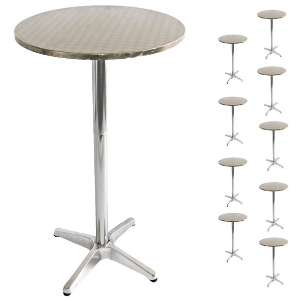 10Er-Set Alu-Stehtisch, Bistrotisch, HöHenverstellbar 70/110Cm Ø=60Cm ~ Klappbar, Fuß Mit Betoneinguss-image