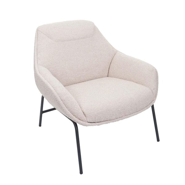 Lounge-Sessel MCW-J77, Cocktailsessel Sessel, Bouclé Stoff Metall ~ Creme-Beige-image