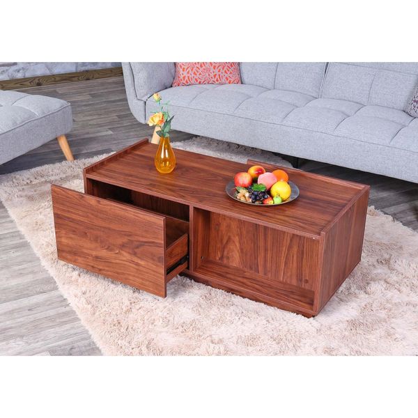 Couchtisch MCW-J78, Wohnzimmertisch Beistelltisch Sofatisch, Schublade, Mdf 110X50X40Cm ~ Walnuss-Optik-image