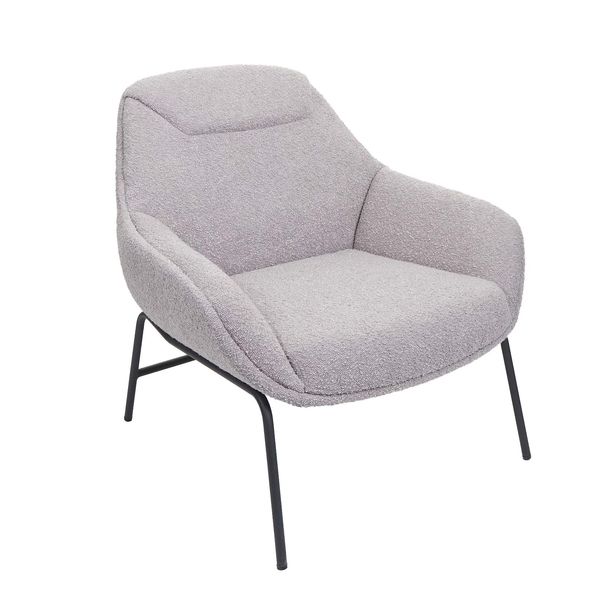 Lounge-Sessel MCW-J77, Cocktailsessel Sessel, Bouclé Stoff Metall ~ Hellgrau-image