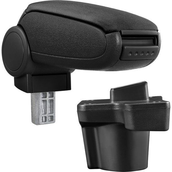 [Bracciolo Centrale, Perfetto Per Mazda 2 (Modello Dj, Dal 2014) - Bracciolo Con Vano Portaoggetti - Imbottito - Tessuto - Nero-image