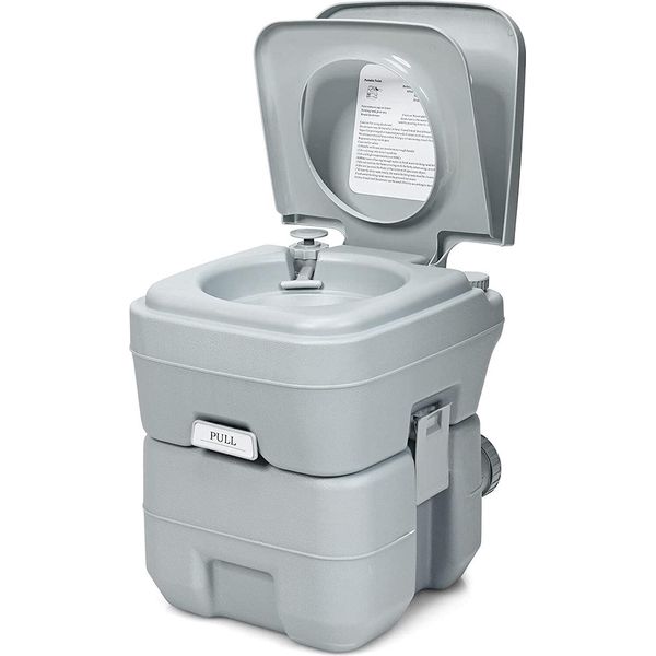 Wc Da Campeggio Costway 20L+12L Con Serbatoio Di Scarico Rimovibile Grigio-image