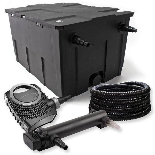 Set Completo Sunsun: Filtro Per Laghetti CBF-550 Fino A 60000 L Come Filtro A Flusso Continuo, Pompa Per Laghetti NEO7000 Supereco 7000L/H 50W, Chiarificatore Per Laghetti CUV-318 Con Chiarificatore Uvc 18W, Tubo Per Laghetti Da 25M 25 Mm (1")"-image