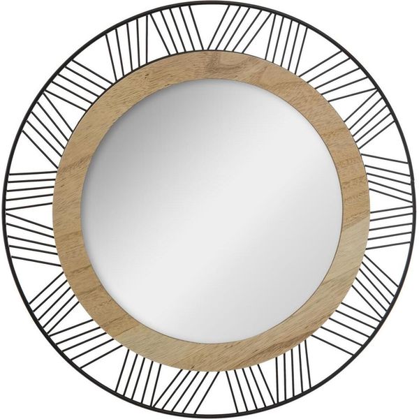 Spiegel "Joe"" - Metall Und Holz - Schwarz - D45 Cm - Atmosphera Interior Designer"-image