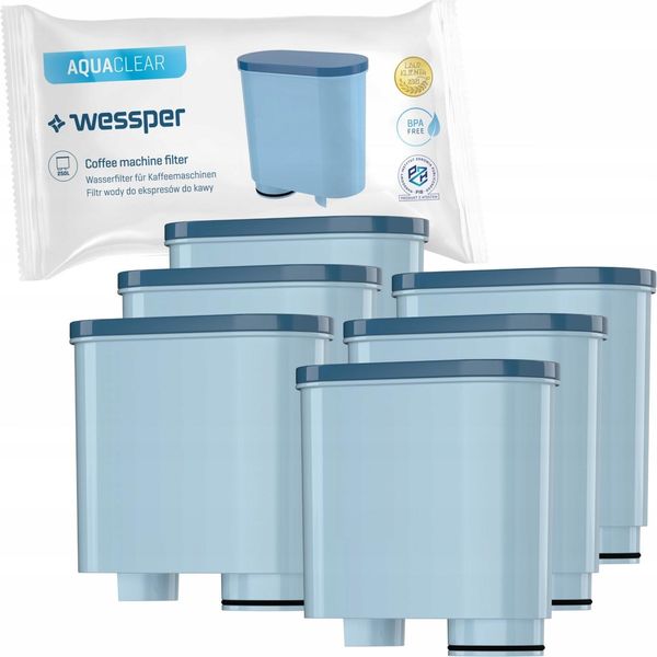 6X Filtro Wessper Aquaclear Carbon, Cartuccia Acqua Per Macchine Da Caffè Saeco/Philips (Saeco Aquaclean CA6903/00 E Philips Aquaclean CA6903/10)-image