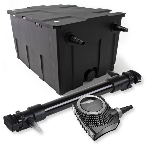 Set Completo Sunsun: Filtro Per Laghetti CBF-550 Fino A 60000 L Come Filtro A Flusso Continuo, Pompa Per Laghetti NEO10000 Supereco 10000L/H 80W, Chiarificatore Per Laghetti CUV-672 Con Chiarificatore Uvc 72W-image