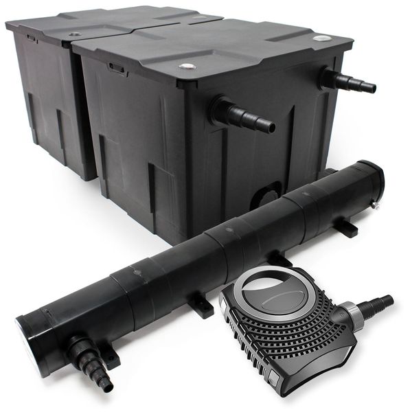 Set Completo Wiltec: Filtro Per Laghetti CBF-350B Fino A 60000 L Come Filtro A Flusso Continuo, Pompa Per Laghetti NEO10000 Supereco 10000L/H 80W, Chiarificatore Per Laghetti CUV-272 Con Chiarificatore Uvc 72W-image