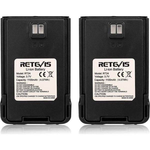 Batteria Retevis RT24 Batteria Originale Agli Ioni Di Litio 3,7V 1100Mah Per Retevis RT24 (2 Pezzi)-image
