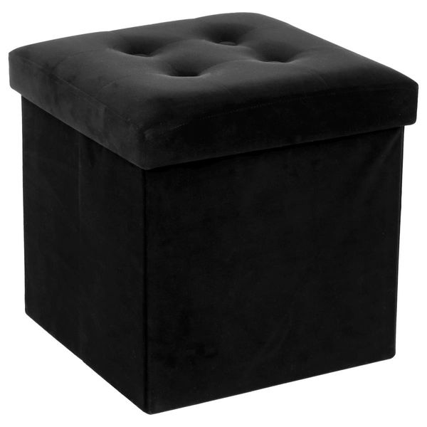 Klappbarer Hocker "Lysandre"" Schwarz Mit Samteffekt - Atmosphera Interior Designer"-image