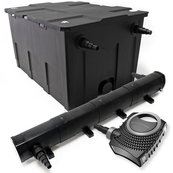Set Completo Wiltec: Filtro Per Laghetti CBF-550 Fino A 60000 L Come Filtro A Flusso Continuo, Pompa Per Laghetti NEO10000 Supereco 10000L/H 80W, Chiarificatore Per Laghetti CUV-272 Con Chiarificatore Uvc 72W-image