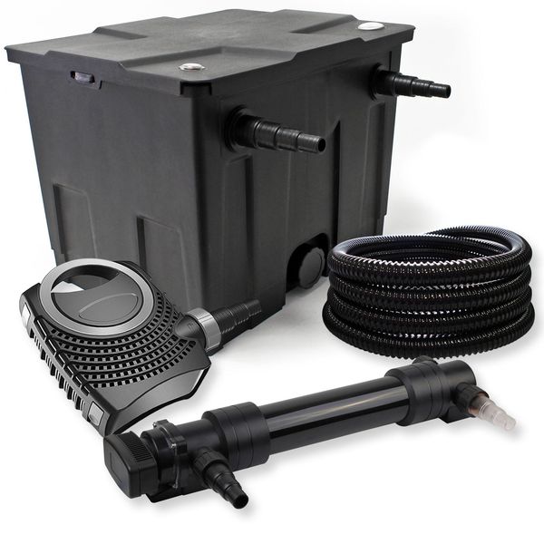 Set Completo Sunsun: Filtro Per Laghetti CBF-350 Fino A 12000 L Come Filtro A Flusso Continuo, Pompa Per Laghetti NEO10000 Supereco 10000L/H 80W, Chiarificatore Per Laghetti CUV-636 Con Chiarificatore Uvc Da 36W, Tubo Per Laghetti Da 25M 25 Mm-image
