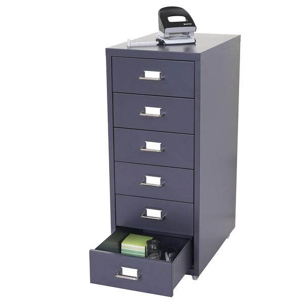 Rollcontainer Preston T851, Schubladenschrank Stahlschrank, 69X28X41Cm 6 Schubladen ~ Dunkelgrau-image