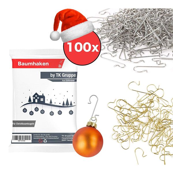 100X Ganci Per Albero In Oro E Argento Gancio Palla Per Albero Di Natale Baubles-image
