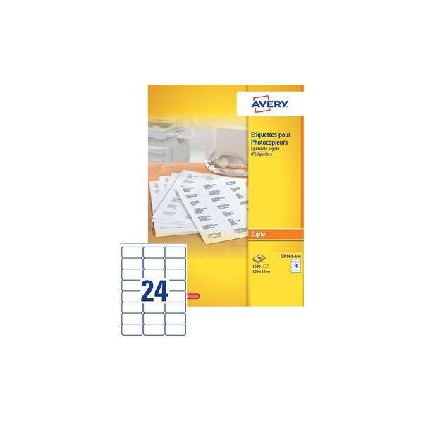 Avery DP167-100, Bianco, Rettangolo, 105 X 37 Mm, A4, Universale, Carta-image