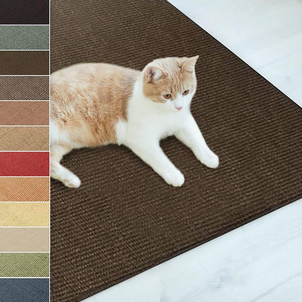 Tappeto Tiragraffi In Sisal Per Gatti Resistente A Molti Colori E Dimensioni 50 X 50 Cm Marrone Scuro-image