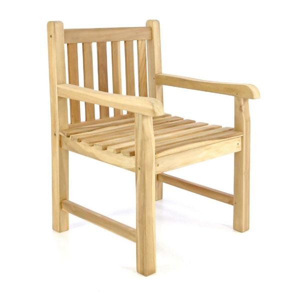 Vcm Gartenstuhl Gartensessel Landhaus Style Teak Holz Unbehandelt Stilvoll Braun MaßE H 91 Cm X B 60 Cm X T 62 Cm-image