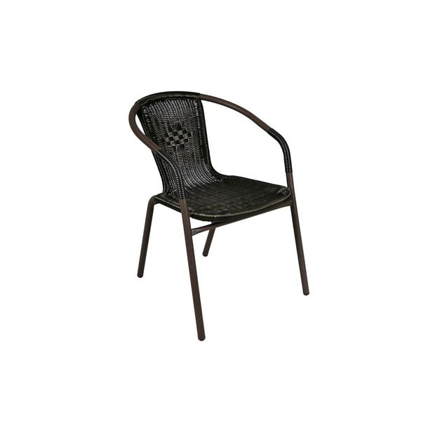 Vcm Bistrostuhl Stapelstuhl Balkonstuhl Gartenstuhl Dunkel-Braun Poly-Rattan Stahl MaßE H.73 X B. 53 X T. 60 Cm-image