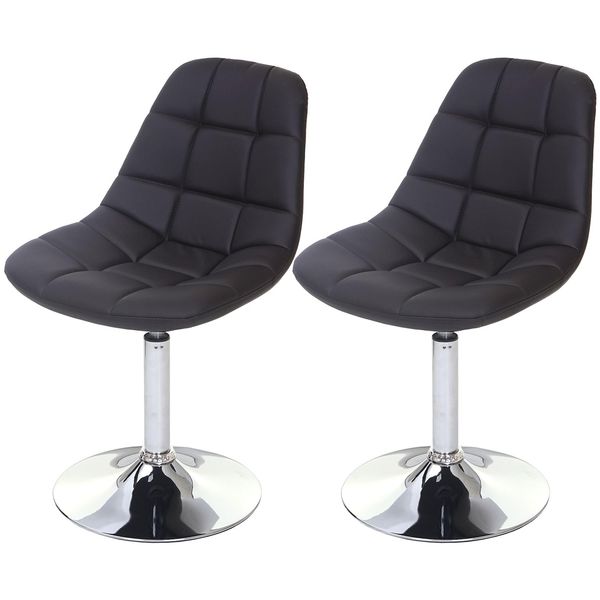 2Er-Set Esszimmerstuhl MCW-A60, Stuhl Drehstuhl, Chrom ~ Kunstleder Braun-image
