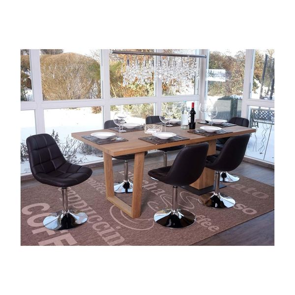 6Er-Set Esszimmerstuhl MCW-A60, Stuhl Drehstuhl, Chrom ~ Kunstleder Braun-image
