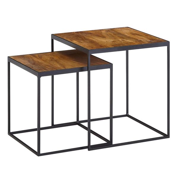 Beistelltisch Finebuy Satztisch Massivholz 2 Teilig Couchtisch Tisch Set Eckig-image
