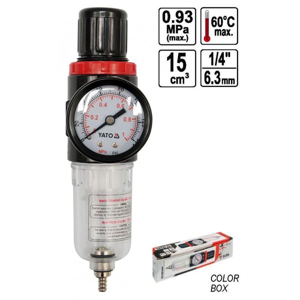 Riduttore Di Pressione Per Aria Compressa Con Manometro Separatore D'acqua Per Collegamento Al Compressore 1/4'-image