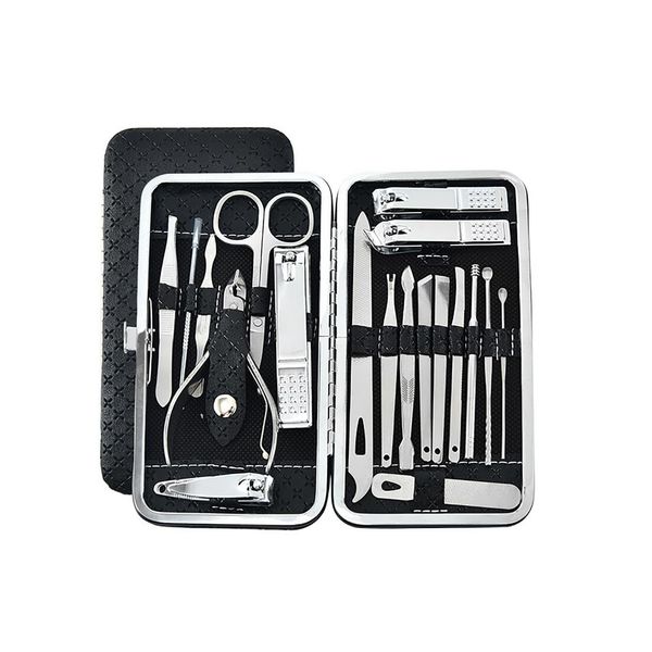 Tpfbeauty ManiküRe- & PediküRe-Set 19-Teilig Aus Kunstleder - Schwarz-image