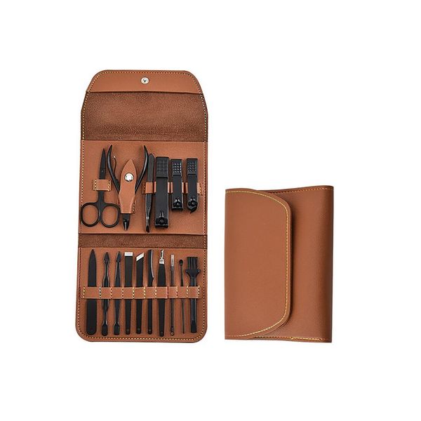 Tpfbeauty ManiküRe- & PediküRe-Set 16-Teilig Aus Kunstleder - Braun-image