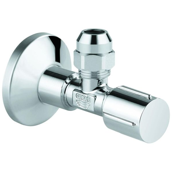 Grohe Eckventil 22037 1/2X3/8'' Rosette Metallgriff Quetschverschr. 10Mm Chrom, 22037000 22037000-image