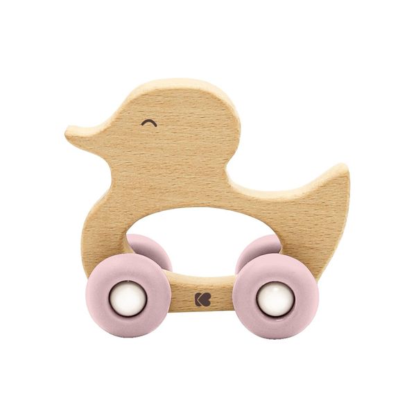 Kikkaboo Holzspielzeug Mit SilikonbeißRing Ente Buchenholz BeißRing Ab 12 Monate Rosa-image