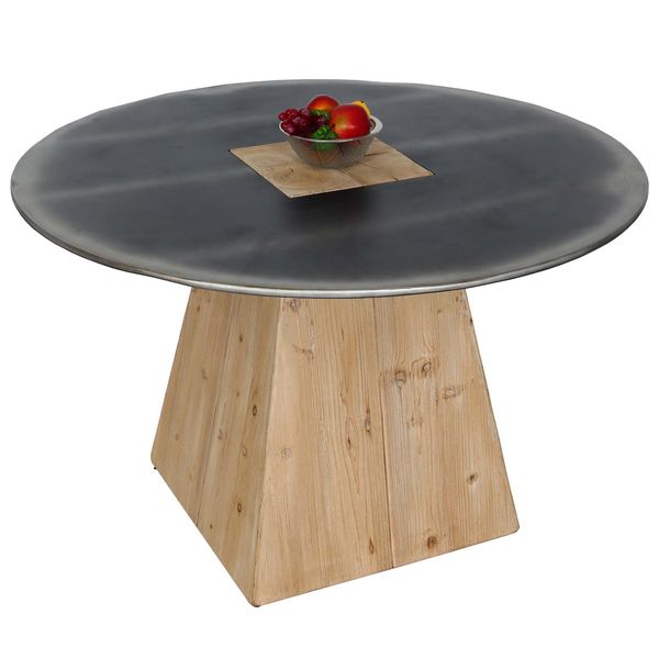 Esstisch MCW-L76, Tisch Esszimmertisch, Rund Industrial Massiv-Holz Mvg-Zertifiziert 74X120Cm, Natur Mit Metall-Optik-image