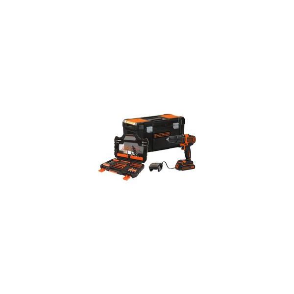 Akku-Schlagbohrschrauber BDCHD18S1KA, 18Volt Schwarz/Orange, Li-Ionen Akku 1,5Ah, Inkl. 104-Teiliges ZubehöR-Set-image