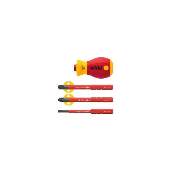 Schraubendreher Mit Bithalter-Set Softfinish Electric Slimvario, 4-Teilig Rot/Gelb, Stubby Mit Slimbits-image