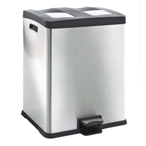 Eko - Pattumiera A Pedale Rejoice Recycling 30+30 Litri - Acciaio Inox Plastica - Acciaio Inox Opaco-image