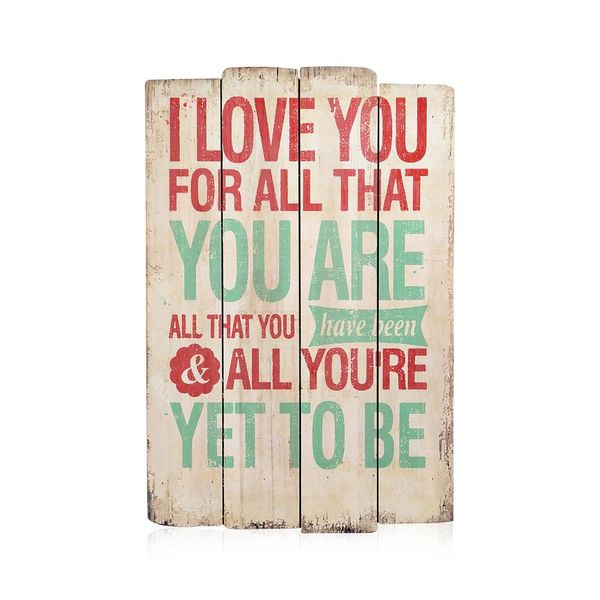 Melko Quadro In Legno Decorazione Da Parete 60 Cm Love Effetto Invecchiato Retrò-image