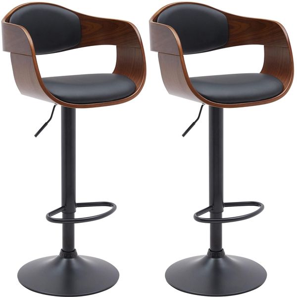 CLP 2Er Set Barhocker Kingston B Kunstleder Farbe:Walnuss/Schwarz;Material:Kunstleder-image