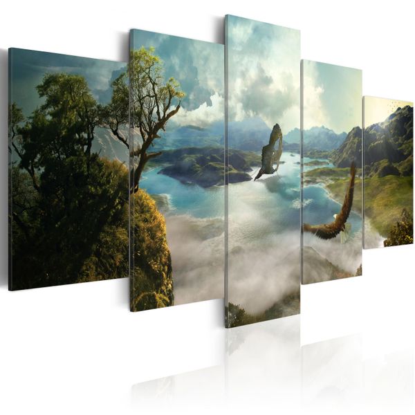 Quadro Su Tela Astratto 200X100 Cm In Tessuto Non Tessuto 5 Pezzi Stampa D'arte Moderna Arte Murale Xxl Decorazione Murale Design Quadro Murale - Paesaggio Mare 020101-78-image