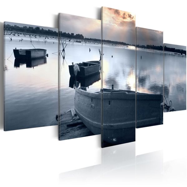 Quadro Su Tela Paesaggio 200X100 Cm In Tessuto Non Tessuto 5 Pezzi Stampa D'arte Moderna Arte Murale Xxl Decorazione Murale Design Quadro Murale - See Boote 030212-32-image