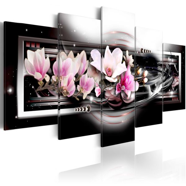 Quadri Su Tela 200X100 Cm B-A-0046-B-O Quadro Su Tela Non Tessuta 5 Pezzi Stampa D'arte Moderna Arte Murale Xxl Decorazione Murale Design Quadro Murale Fiori Abstratti Orchidi-image