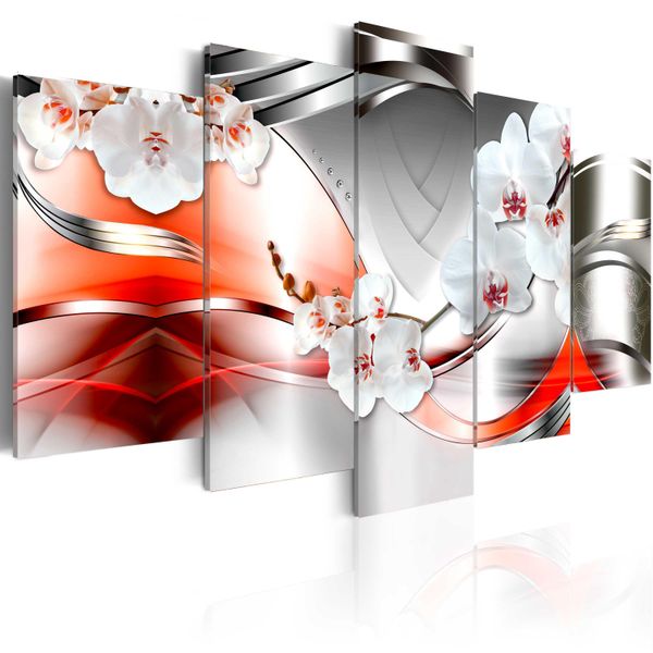 Quadri Su Tela 200X100 Cm B-A-0186-B-O Quadro Su Tela Non Tessuta 5 Pezzi Stampa D'arte Moderna Arte Murale Xxl Decorazione Murale Design Quadro Murale Fiori Abstratti Orchidi-image