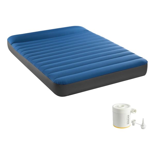 Intex 64012 - Luftbett - Full Dura-Beam Truaire Inkl. Usb-Luftpumpe (Blau, 137X191X22Cm) Luftmatratze Campingbett-image
