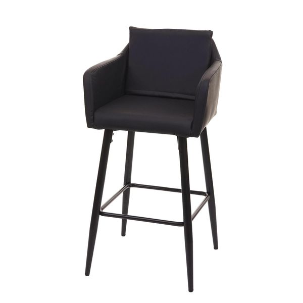 Barhocker MCW-H93, Barstuhl Tresenhocker, FußAblage Metall ~ Kunstleder Schwarz-image