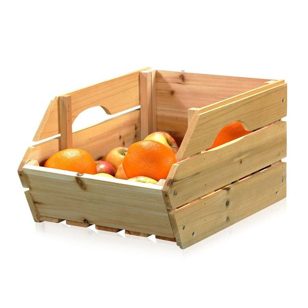 Cassa Per Frutta In Legno 38X27X20 Cm Impilabile Con Maniglie Per Mele E Patate-image