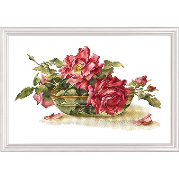 Rto Set Punto Croce "Rose In Una Tazza Da Tè"" M525, Schema Di Conteggio, 27X17 Cm"-image