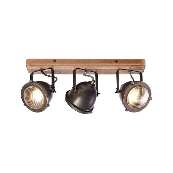 Brilliant Lampe Carmen Wood Spotbalken 3Flg Burned Steel/Holz 3X PAR51, GU10, 5W, Geeignet FüR Reflektorlampen (Nicht Enthalten) KöPfe Schwenkbar-image