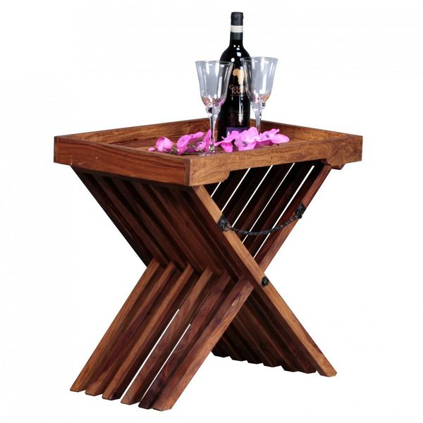 Tavolino In Legno Massiccio Sheesham Design Tavolo Pieghevole-image